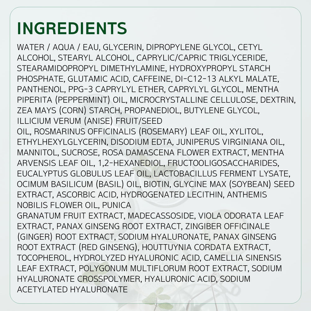 LABO-H daily care routine image with caffeine and rosemary oil focus.