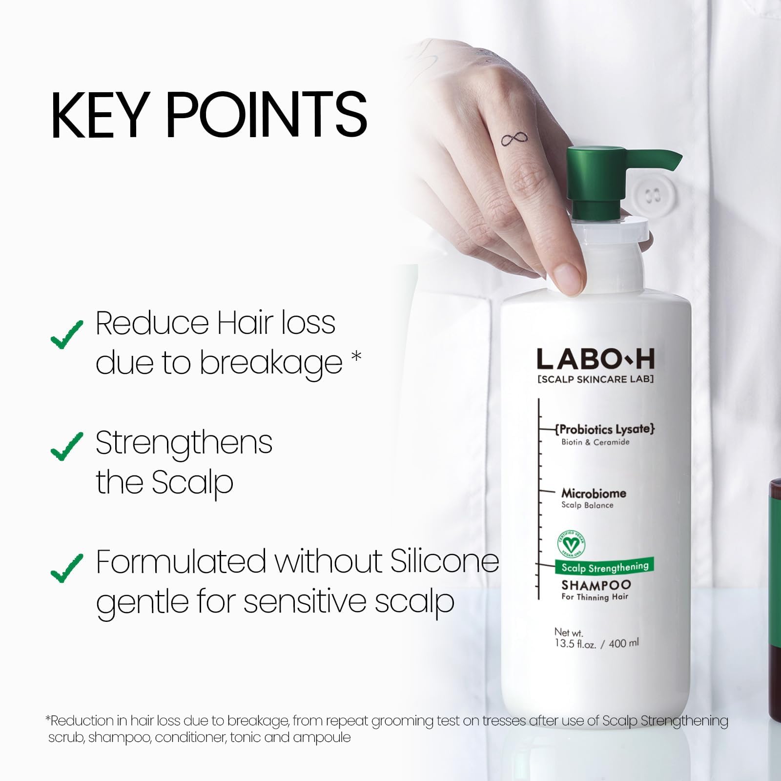 LABO-H rosemary-oil-ingredient-bottle highlights stimulating scalp care and aroma.