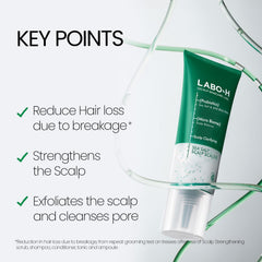 LABO-H Scalp Strengthening Scrub texture being dispensed shows gentle exfoliation for all hair types.