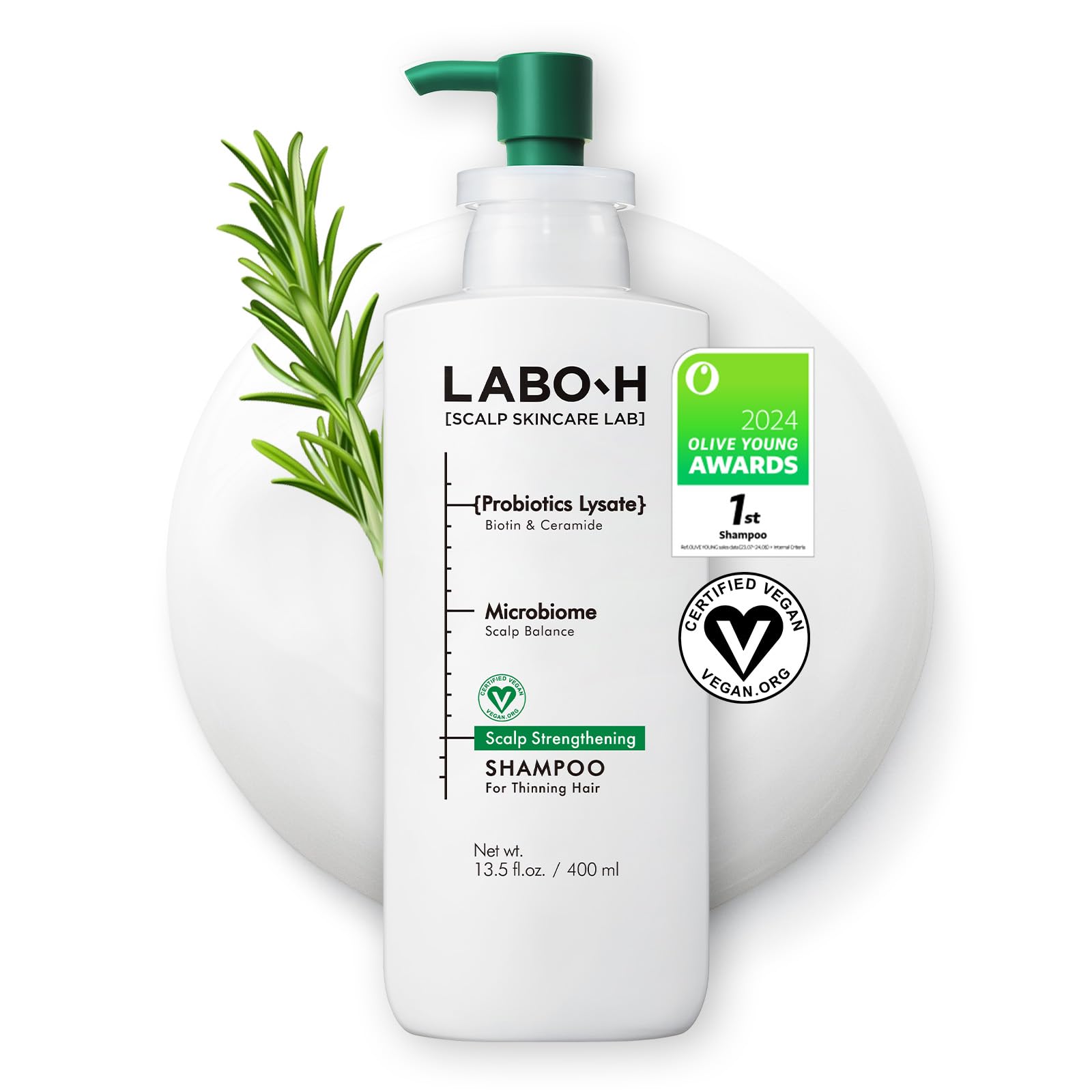 LABO-H scalp-strengthening-shampoo-bottle highlights a fortifying formula for stronger roots.