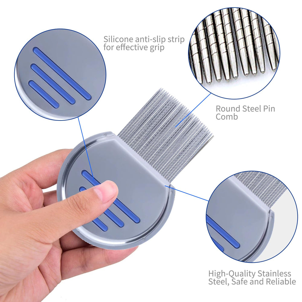 LABOTA double-sided lice comb demonstrates versatile teeth for wet or dry hair.