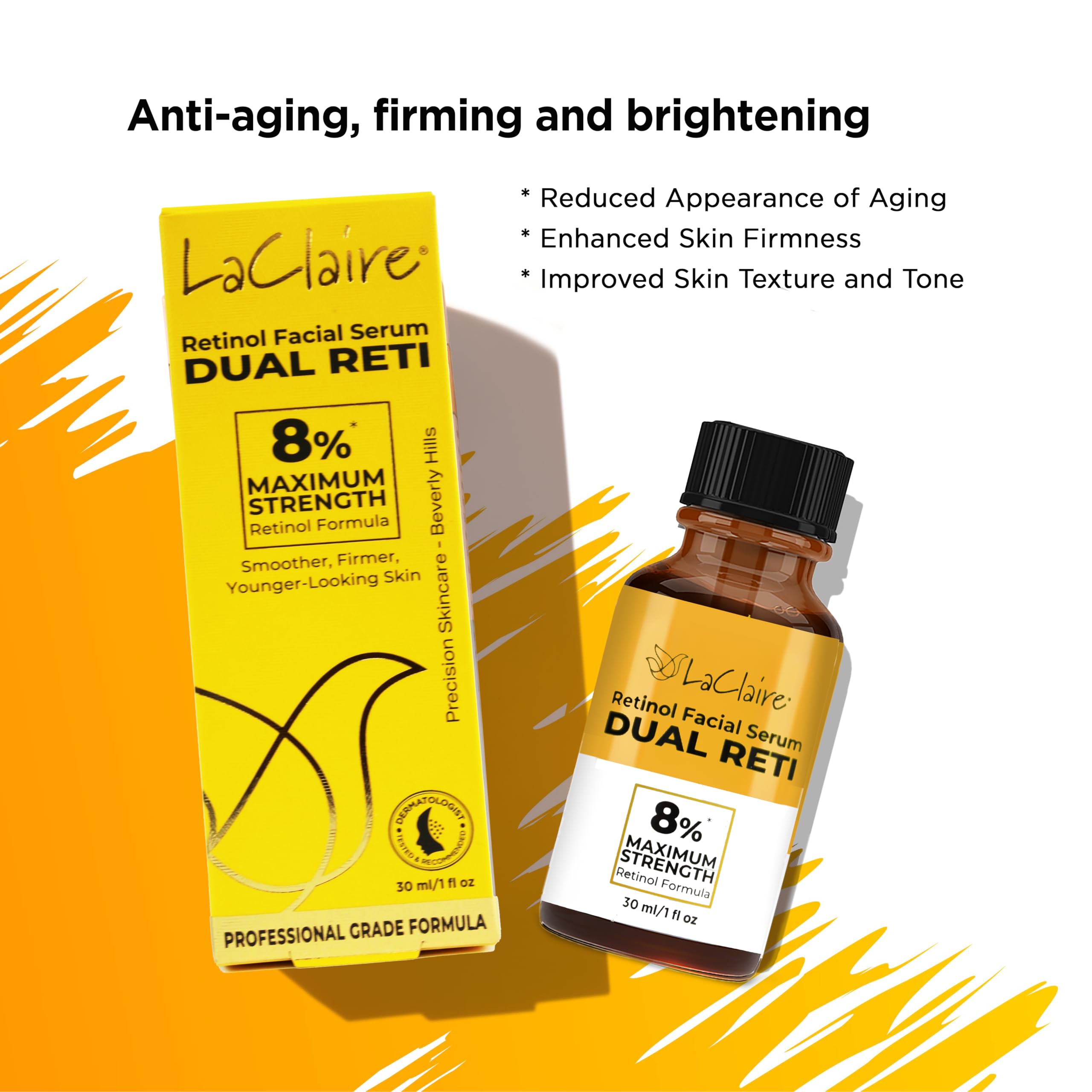 LaClaire Retinol Complex brightening-focused image evokes radiant even-toned complexion