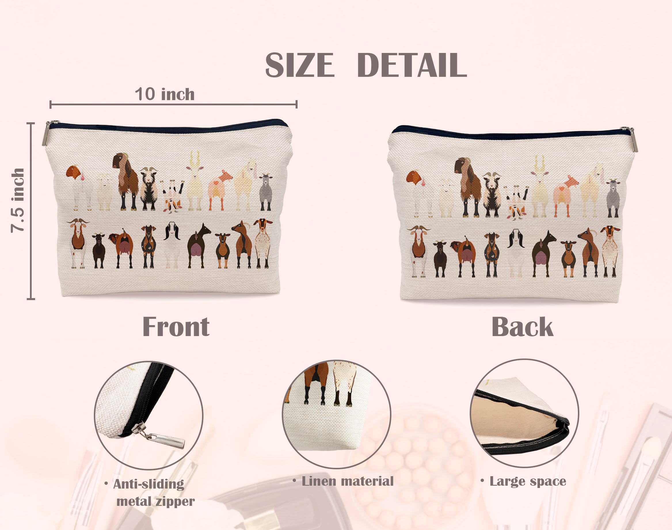 Lacosu goat toiletry bag perfect for travel and cosmetics