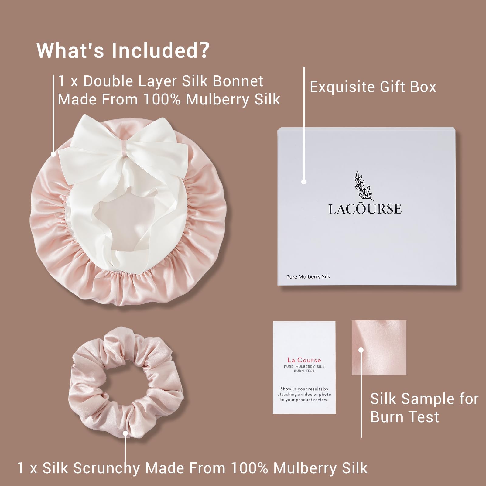LaCourse silk bonnet non-slip closure demonstrates secure tie bands that stay in place overnight