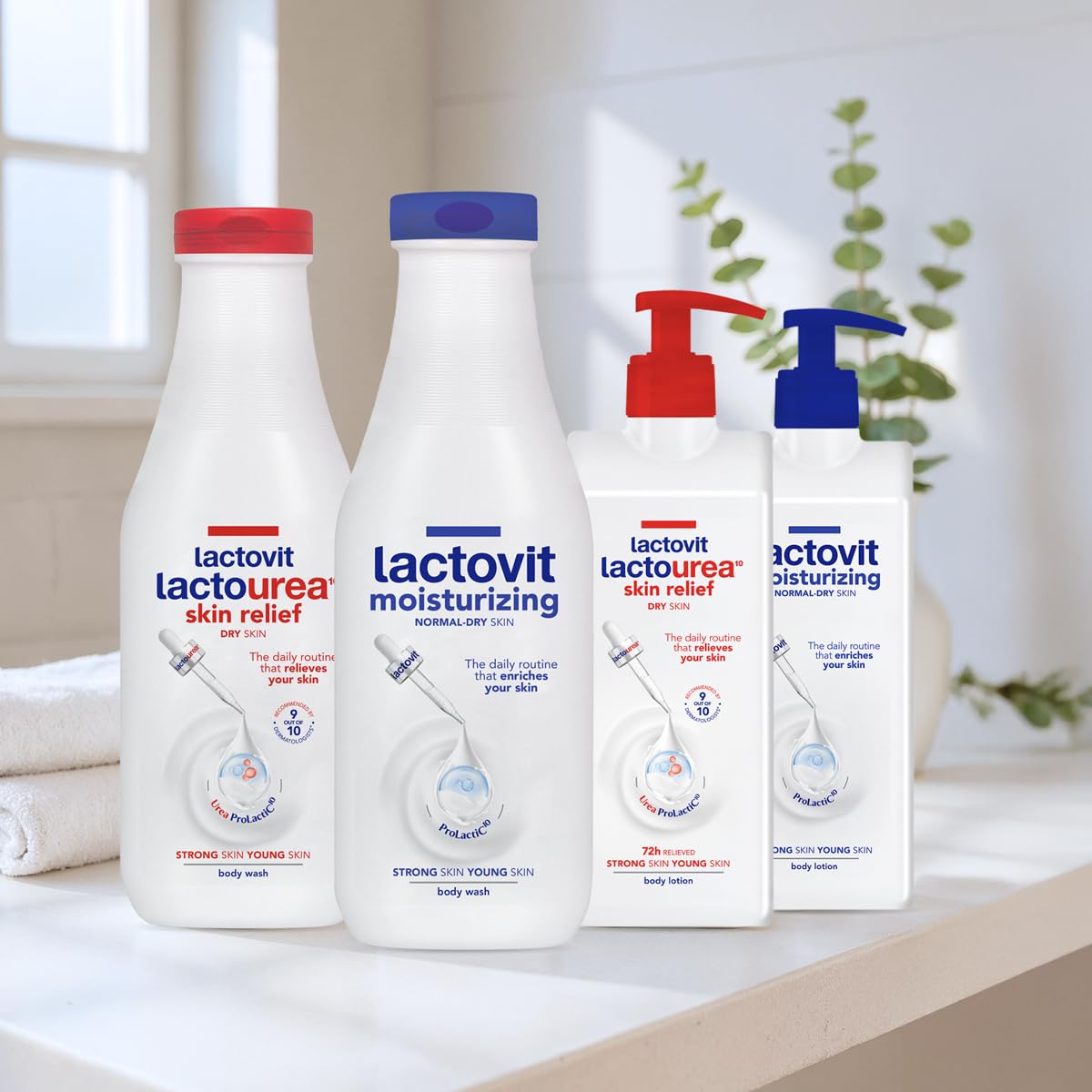 Lactovit Lactourea dry-skin-contrast illustrates visible improvement.