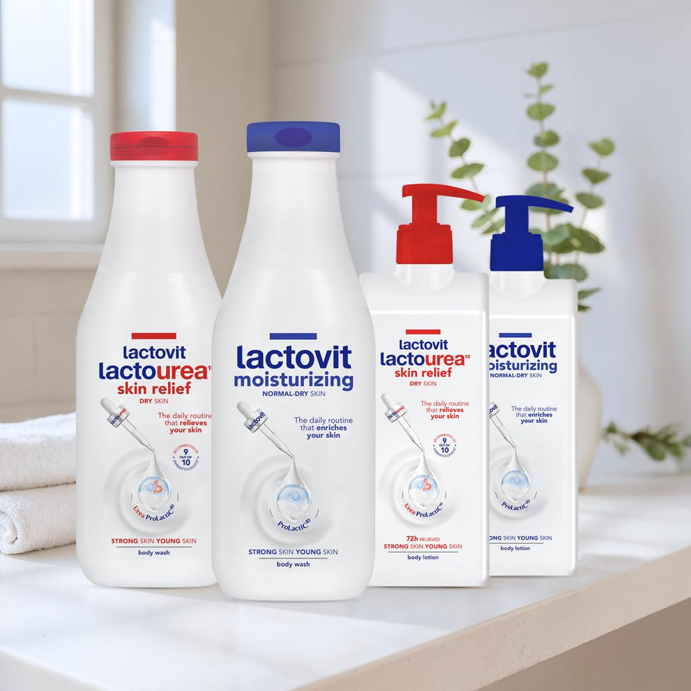 Lactovit Lactourea dry-skin-contrast illustrates visible improvement.