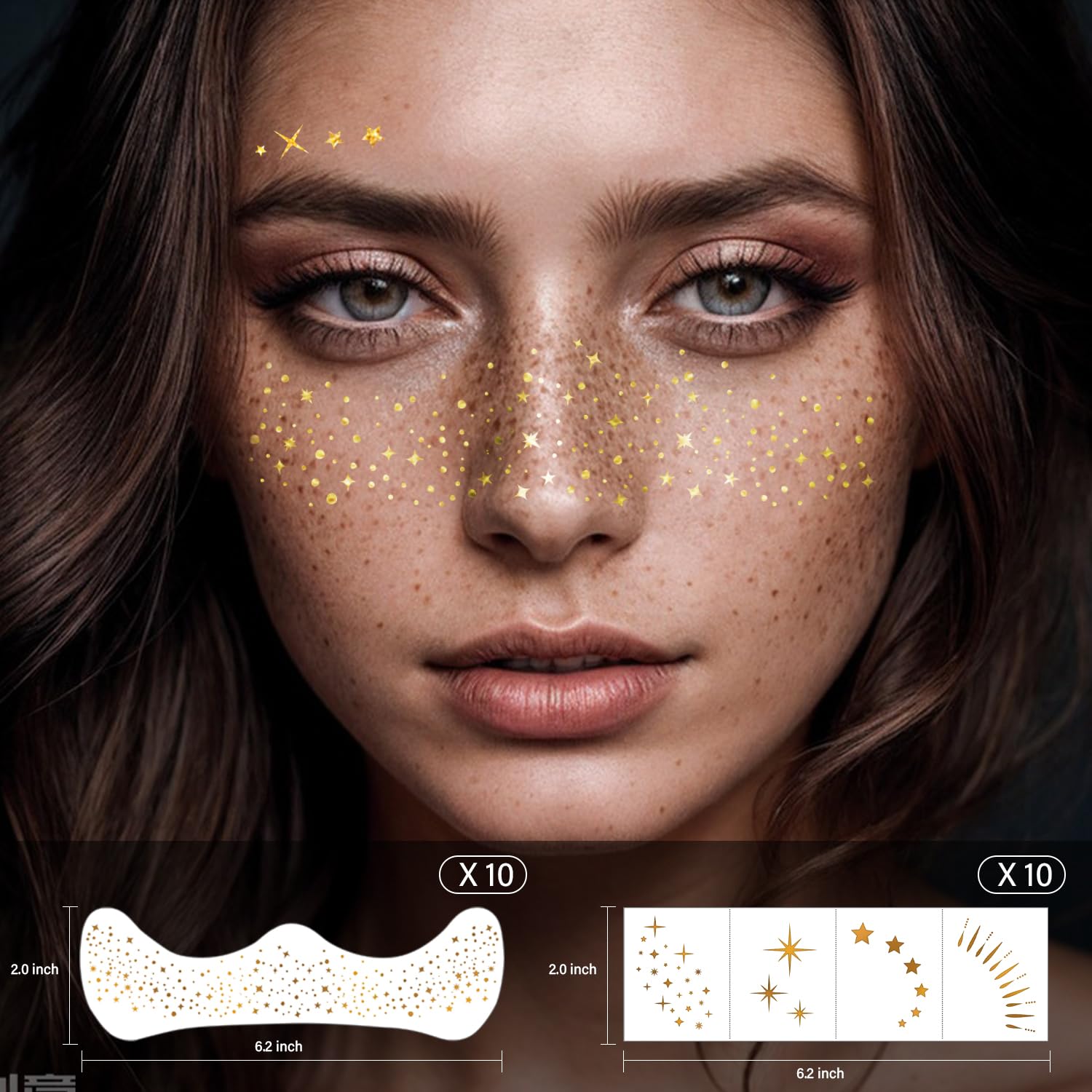 LADDYFOX glitter freckles application demo showing damp touch activation.