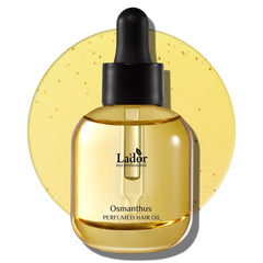 LA'DOR Hair Perfume Oil bottle on vanity for glossy styling finish