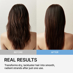 Hands applying LA'DOR leave-in serum for quick morning hair prep.
