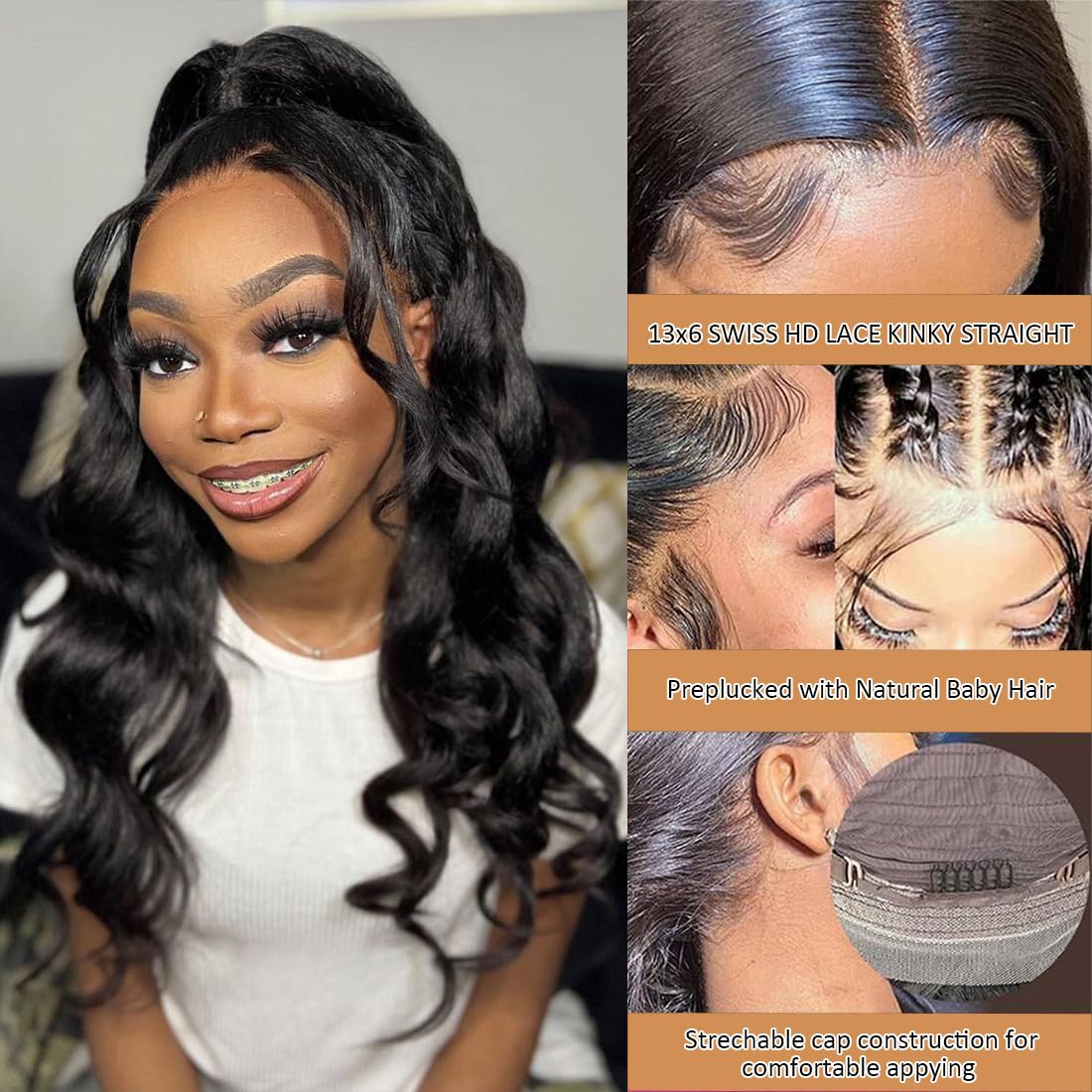 Ladoux 13x6 lace frontal wig pre-plucked hairline for easy styling