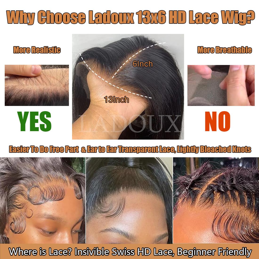 Ladoux lace-front wig back view shows natural silhouette