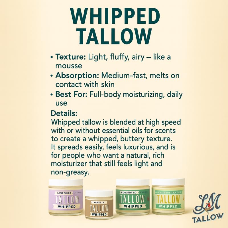 Lady May Tallow vitamins A, D, E, K nourish skin.