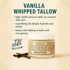 Lady May Tallow whipped tallow texture spread demonstrates rich moisture for dry skin