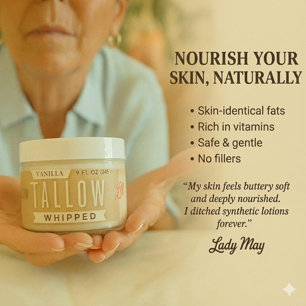 Lady May Tallow whipped tallow vanilla scent provides warm aroma for daily use