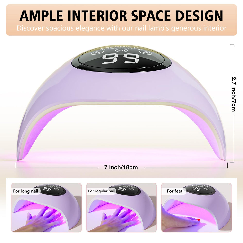 LadyMisty UV LED lamp curing all gels, front angle highlight base to top.
