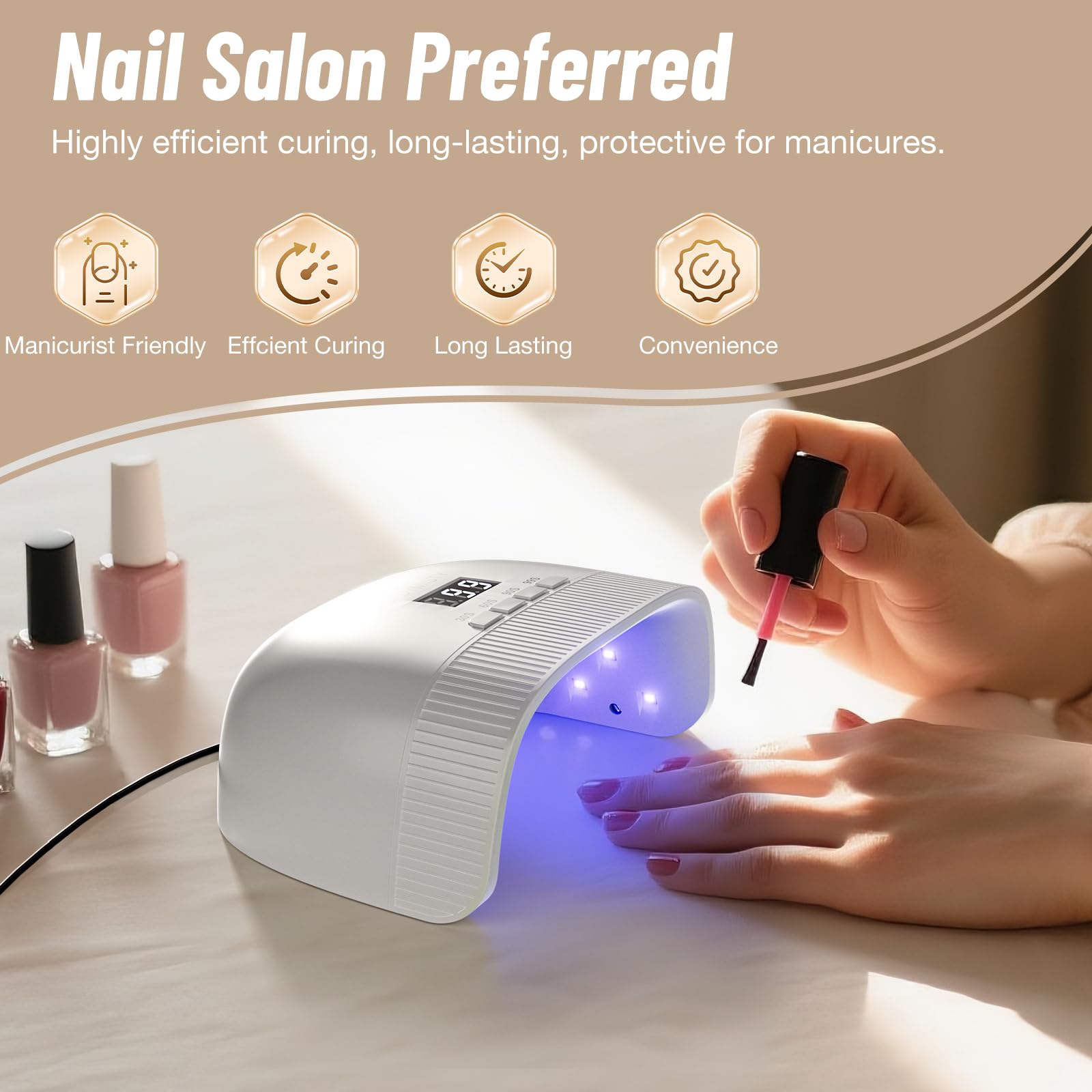 LadyMisty UV Nail Lamp in use for efficient gel polish curing.