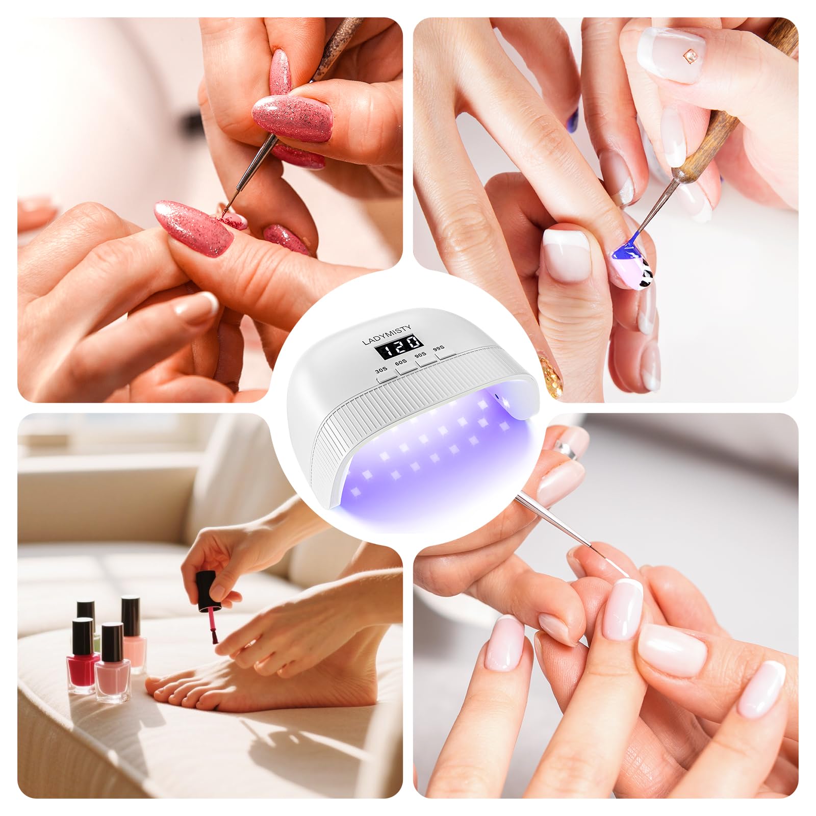 Professional-grade results with LadyMisty lamp for home or salon use.