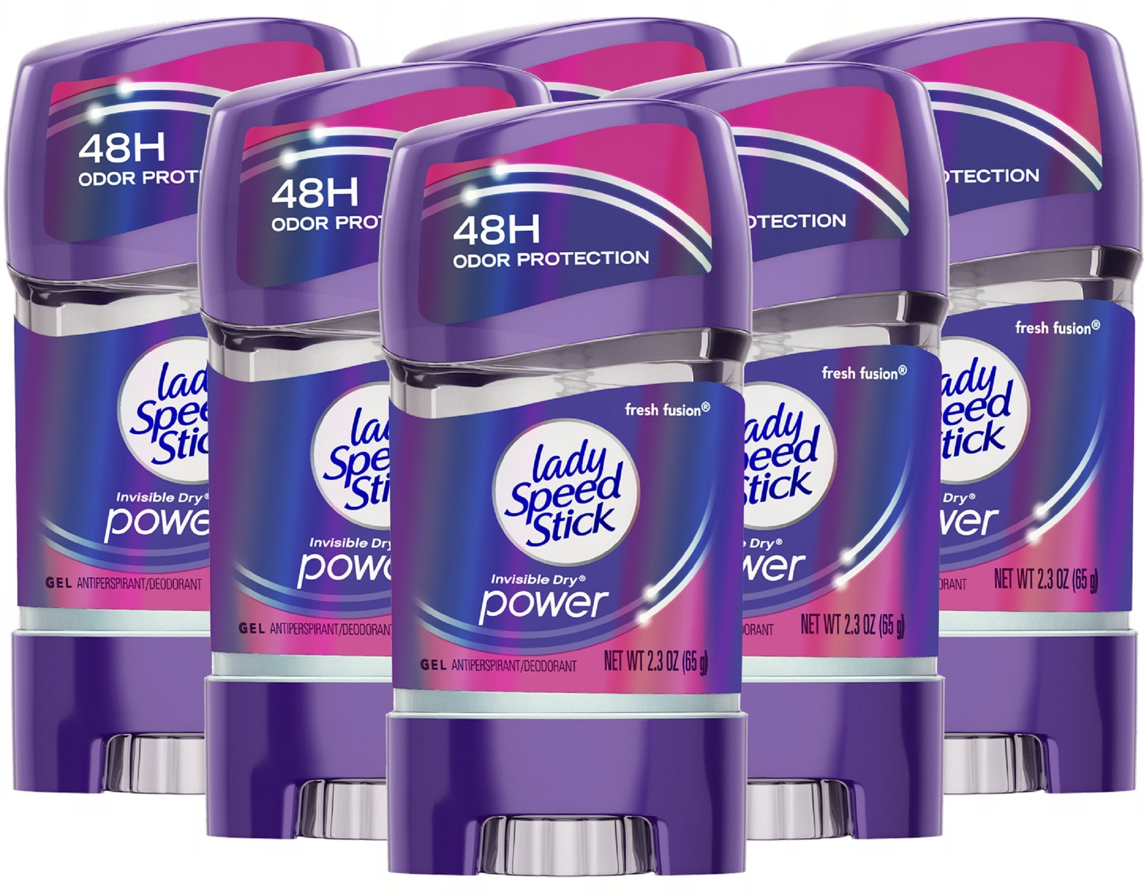 Lady Speed Stick invisible dry power bottle shows clear gel for daylong freshness