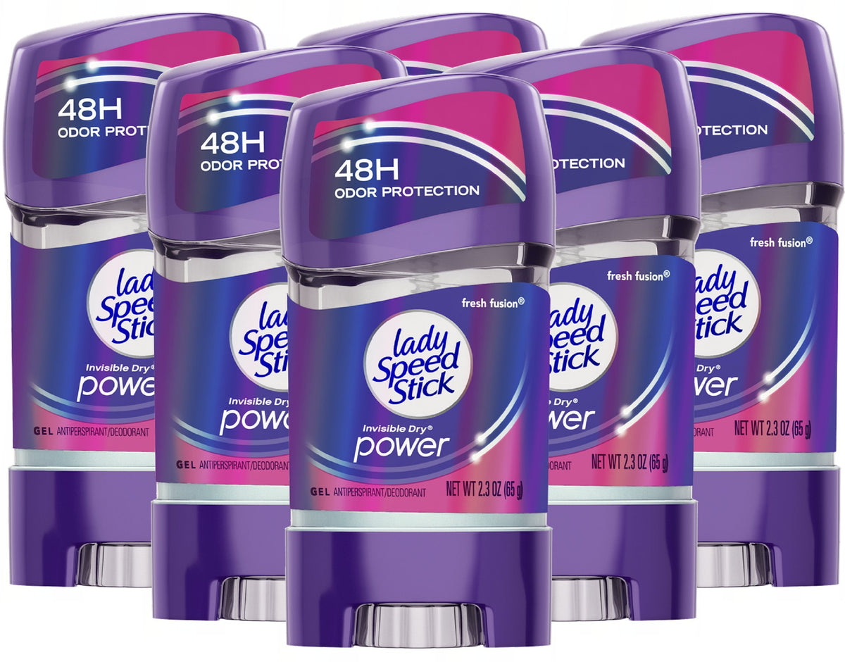 Lady Speed Stick invisible dry power bottle shows clear gel for daylong freshness