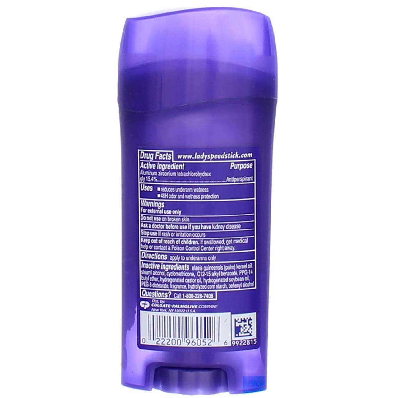 Lady Speed Stick Wild Freesia label close-up focuses on the fragrance notes and renewal tech.