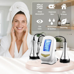 lafska portable massager with creams compatibility image showing soothing application and skin care routine