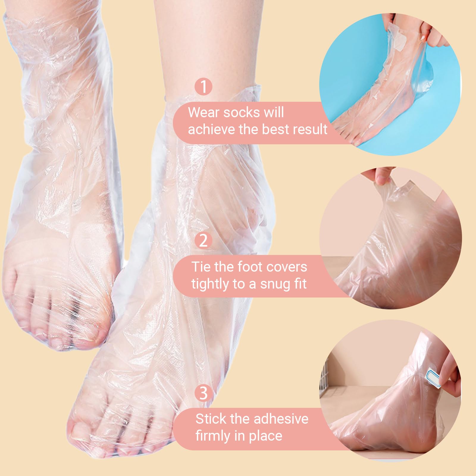 Lagincig foot covers close-up shows secure stickers for a snug fit.