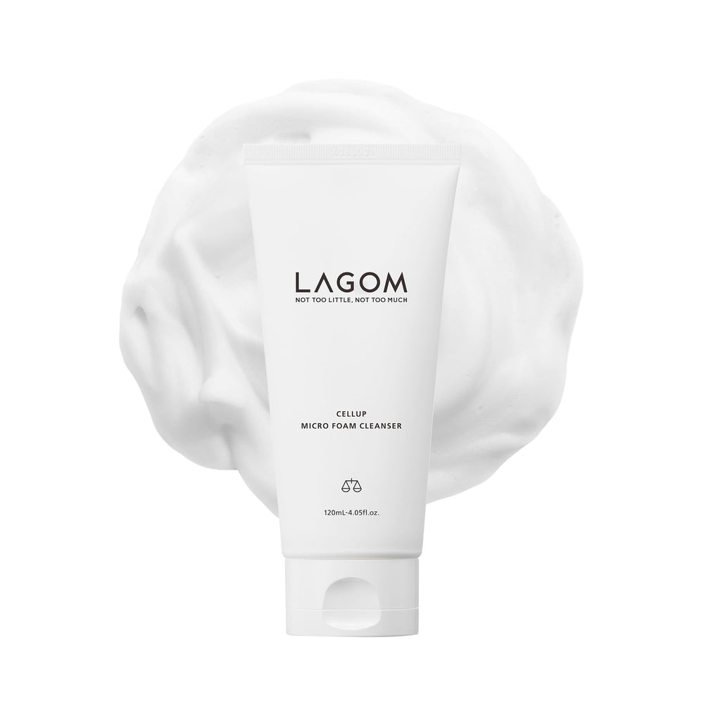 LAGOM Cellup bottle front, sleek design for daily cleansing ritual
