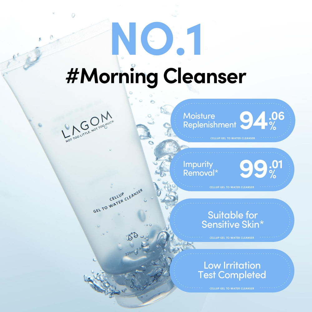 LAGOM Cellup no-foam formula close-up for gentle removal of light makeup and residues.