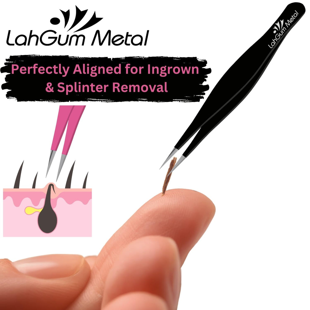 LahGum Metal multi-functional precision tweezers for fine hairs and small tasks