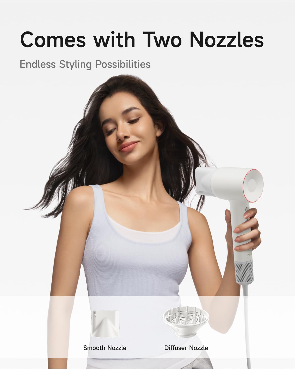 Laifen Hair Dryer SE 2 UV-coated pastel finish shown for stylish, ergonomic handling.