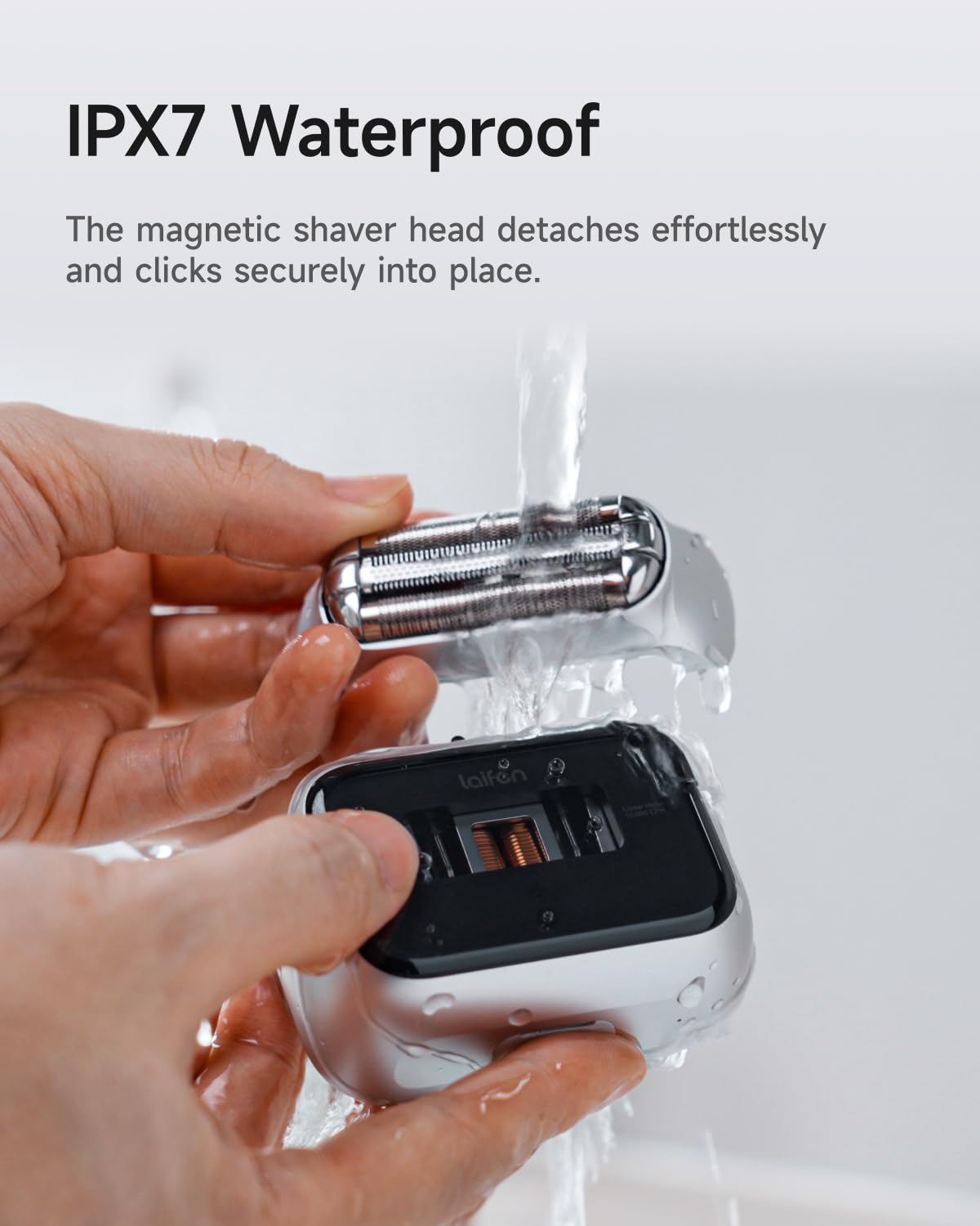 Laifen P3 Pro included accessories: shaver body, head, cap, and charging cable.