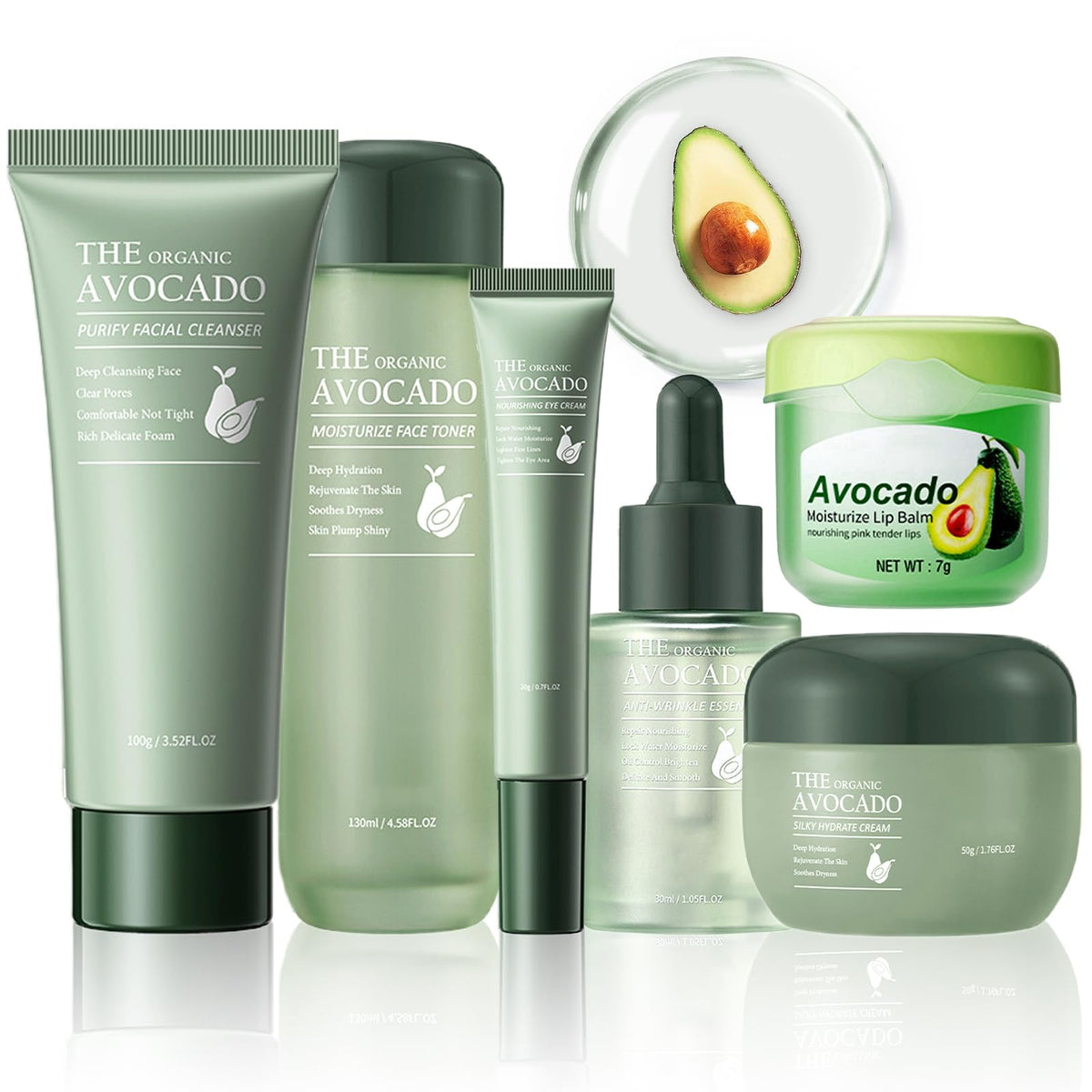 LAIKME Avocado skin care set box shows a complete 6‑in‑1 routine for nourishment.