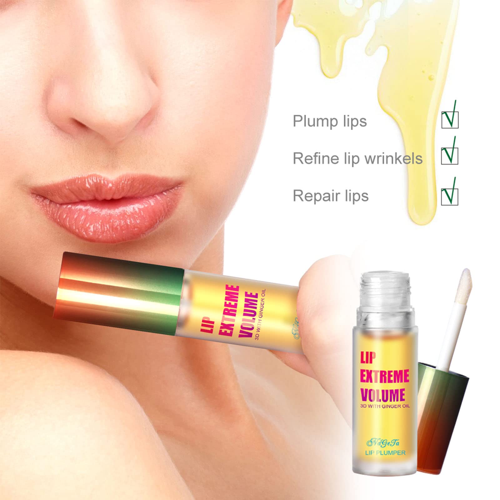 LAIKME Lip Plumper Extreme brush applicator for easy, even lip gloss application.