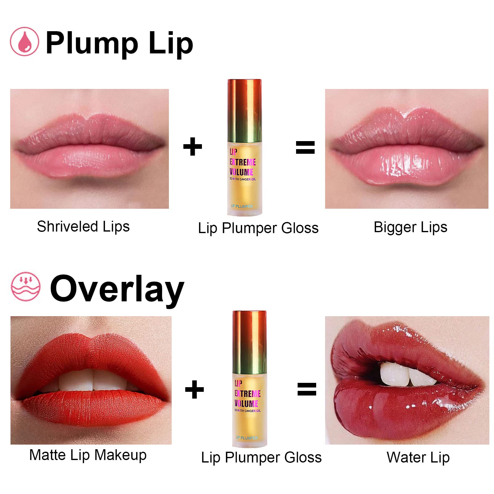 LAIKME Lip Plumper Extreme model lips demonstrate a subtle plump-look and shine.