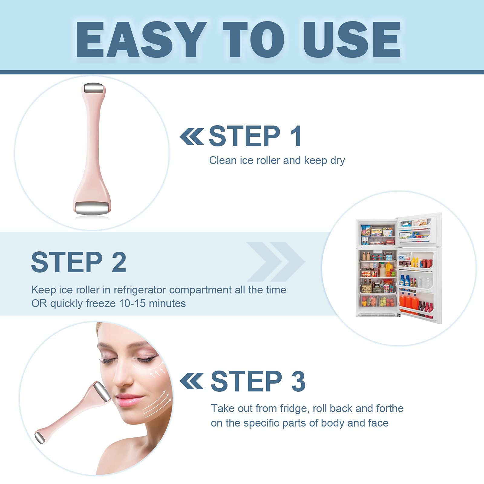 LAIKME Pores tightening cooling roller shrinks pores with cold therapy.