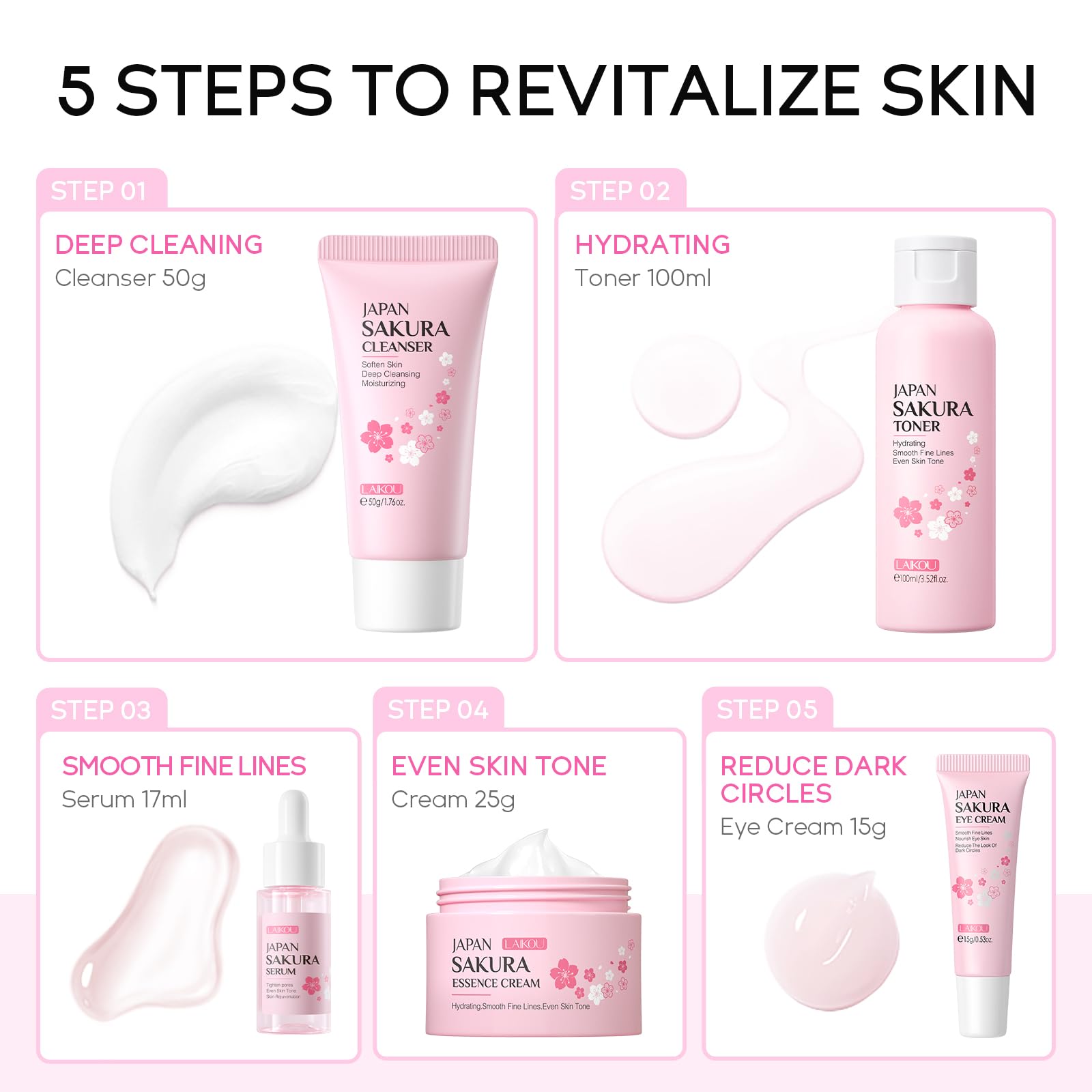 LAIKOU Sakura face cream provides daily moisture and a healthy glow.