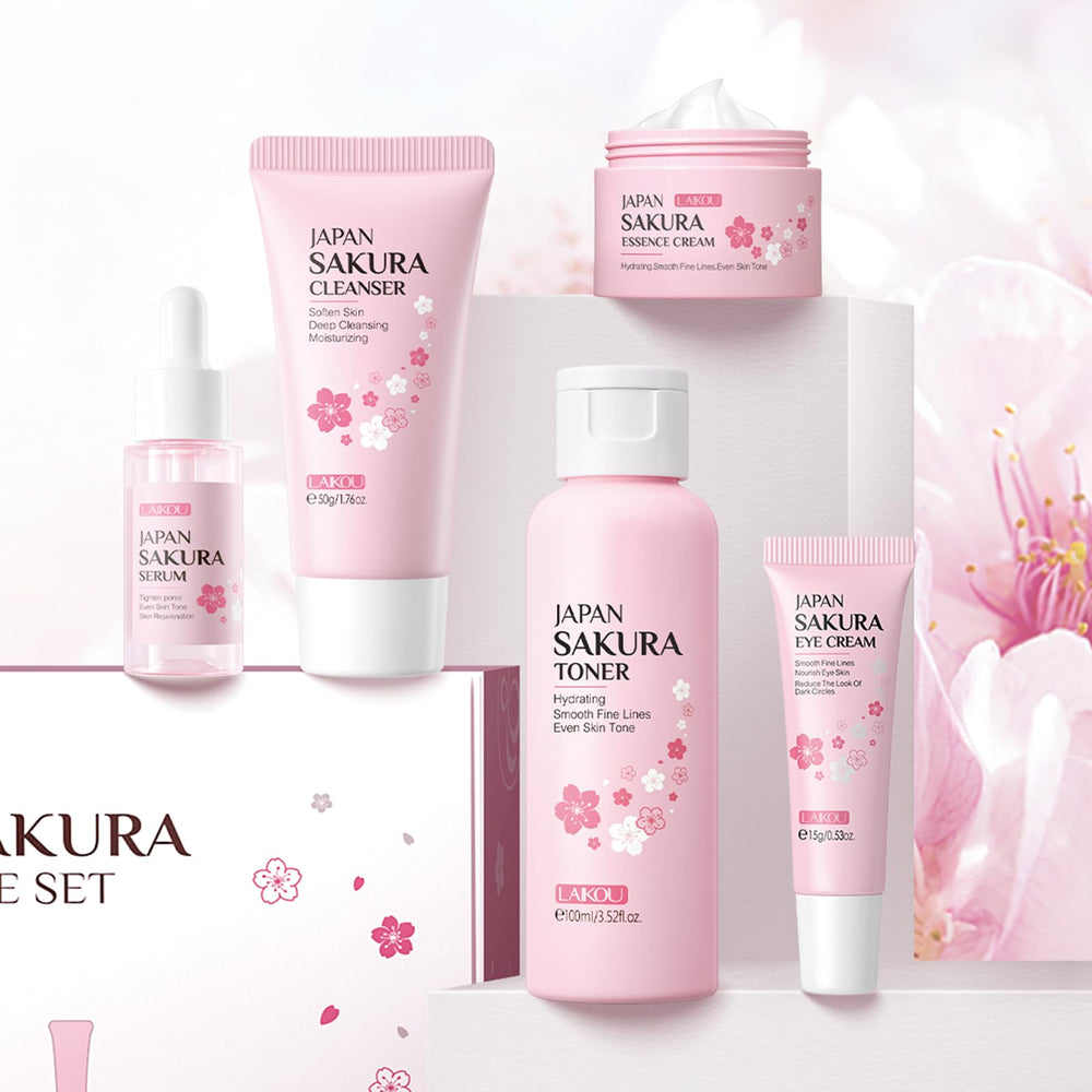 LAIKOU Sakura travel kit shown for convenient on-the-go routine.