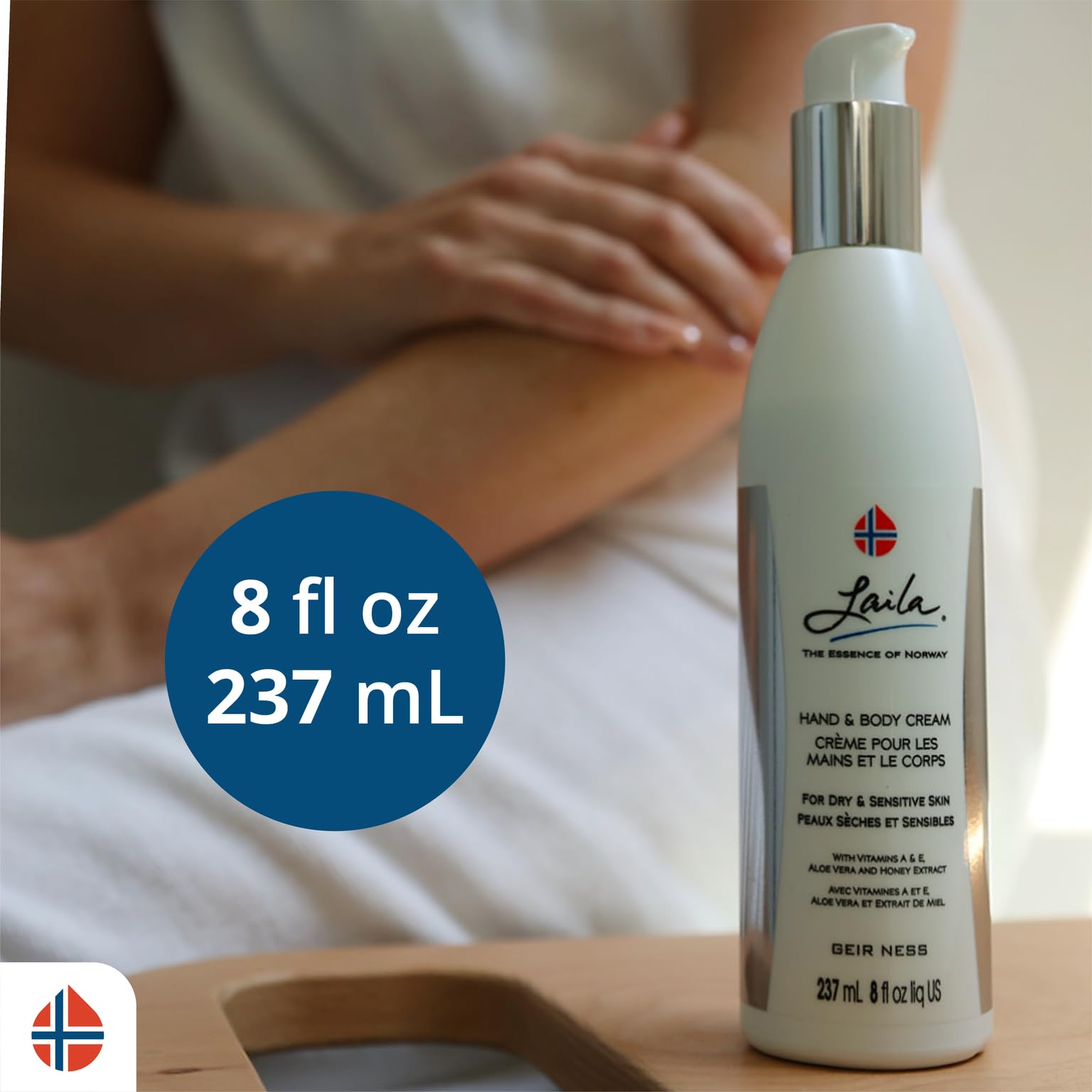 Laila moisturizer on skin illustrating long-lasting hydration after washing.
