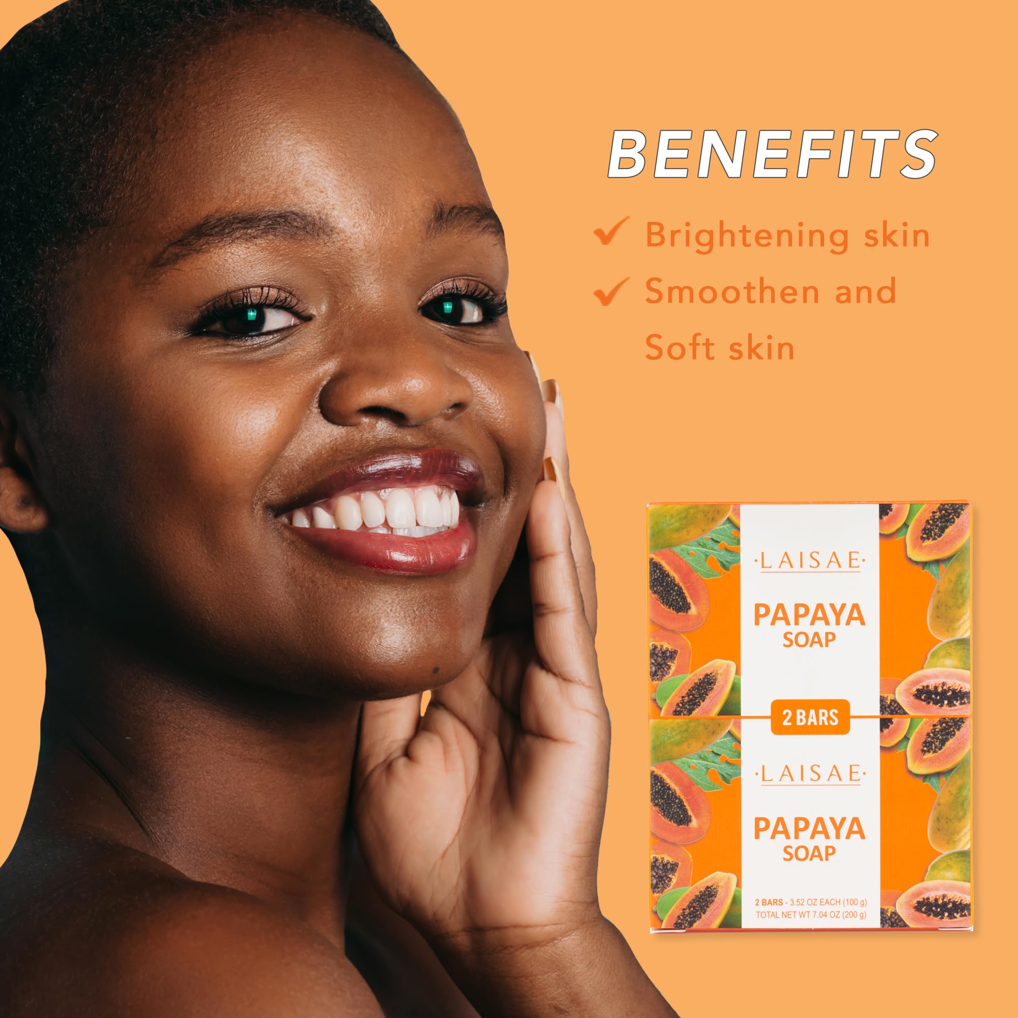 LAISAE Papaya Exfoliating Soap Aloe vera hydration on skin surface