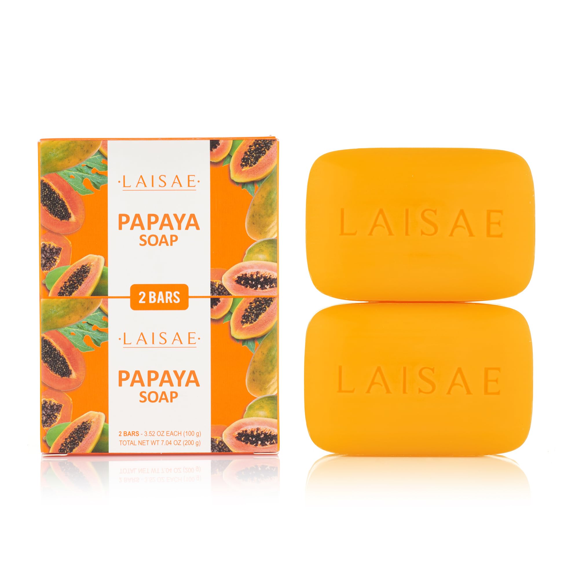 LAISAE Papaya Exfoliating Soap lather closeup shows creamy cleanse for smoother skin