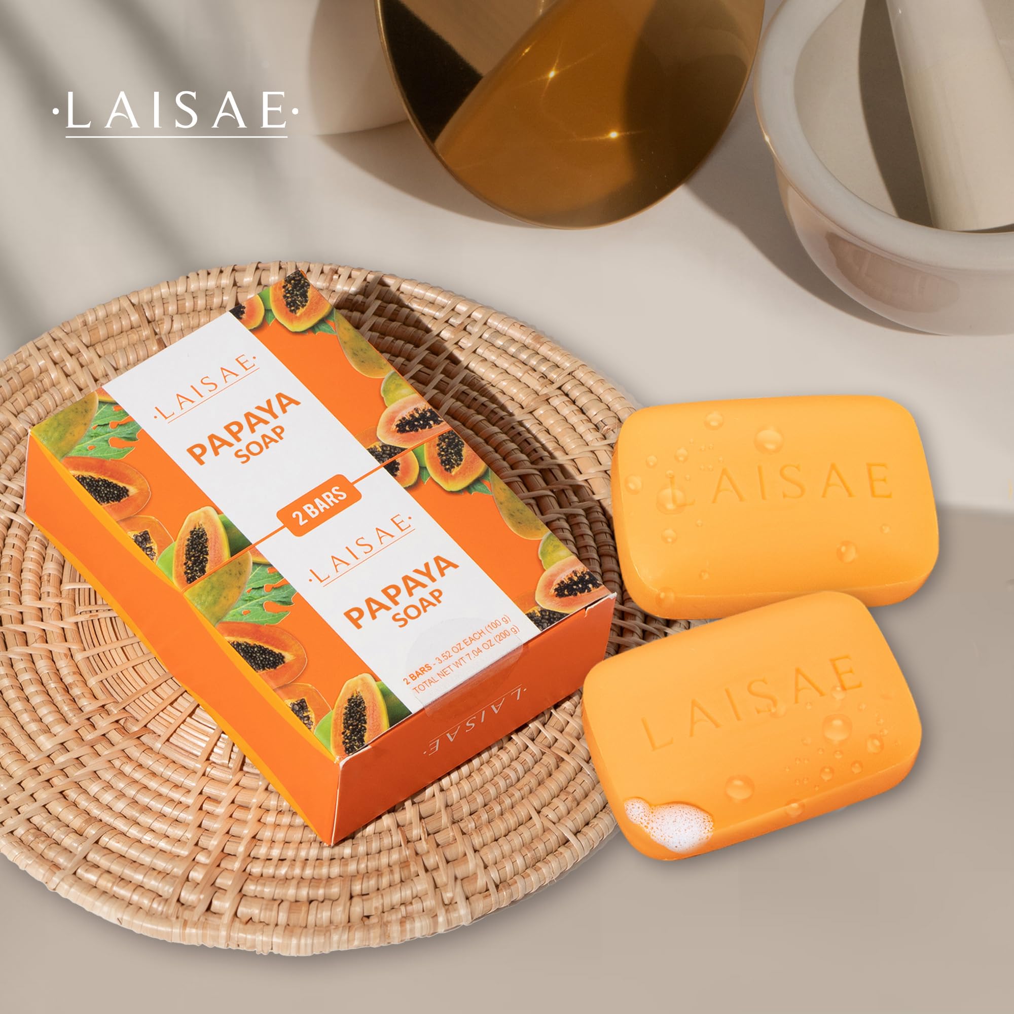 LAISAE Papaya Exfoliating Soap sensitive-skin use demonstrated for daily cleansing