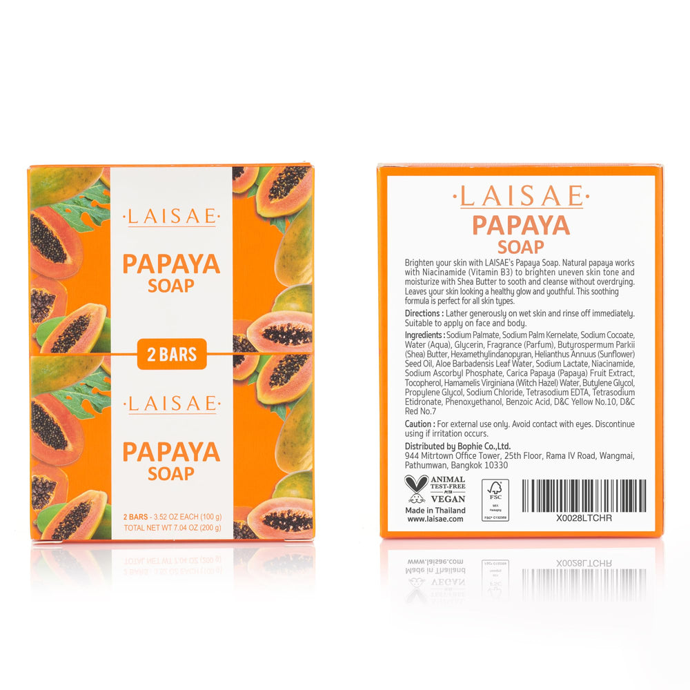 LAISAE Papaya Exfoliating Soap vegan natural-ingredients illustrated for clean beauty