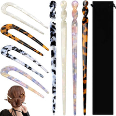 La Jolie Jasmin acetate hair pins U-shaped set with assorted colors for secure updos