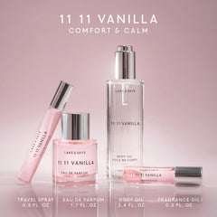 Lake & Skye 11 11 vanilla cap closeup focusing on creamy vanilla and soft musk for calm moments