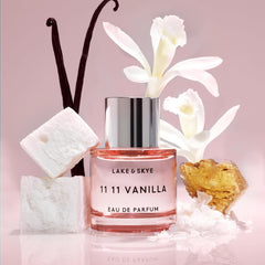 Lake & Skye 11 11 vanilla packaging close shot emphasizing vegan, cruelty-free ingredients