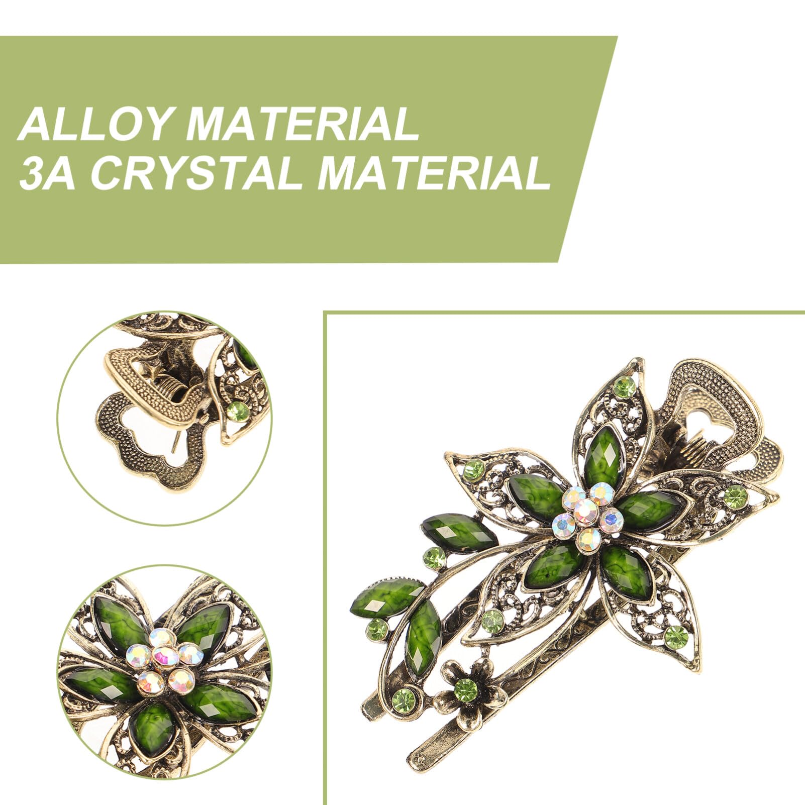 LALAFINA rhinestone barrette green background highlights durable alloy construction