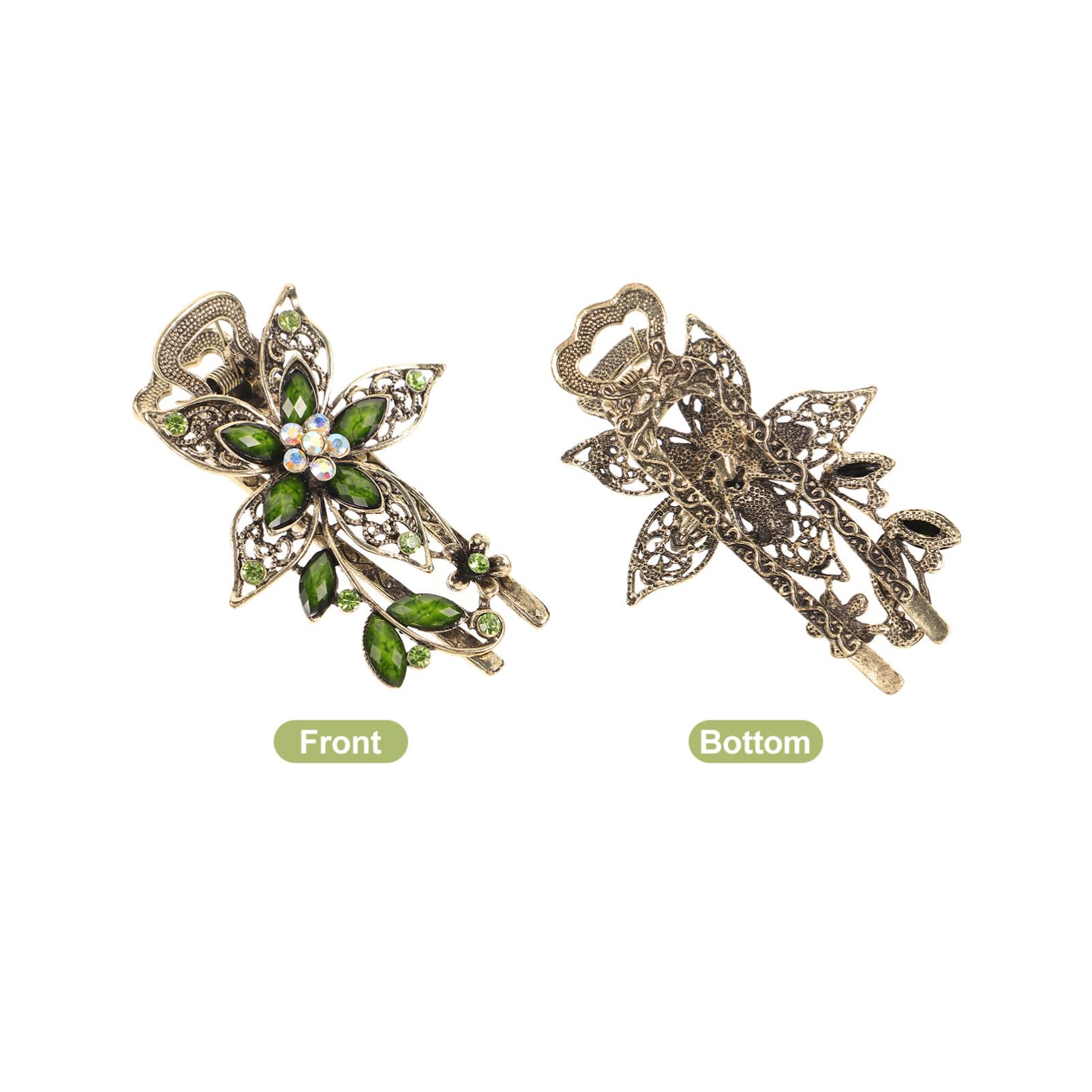 LALAFINA green vintage barrette side-view highlights vintage charm