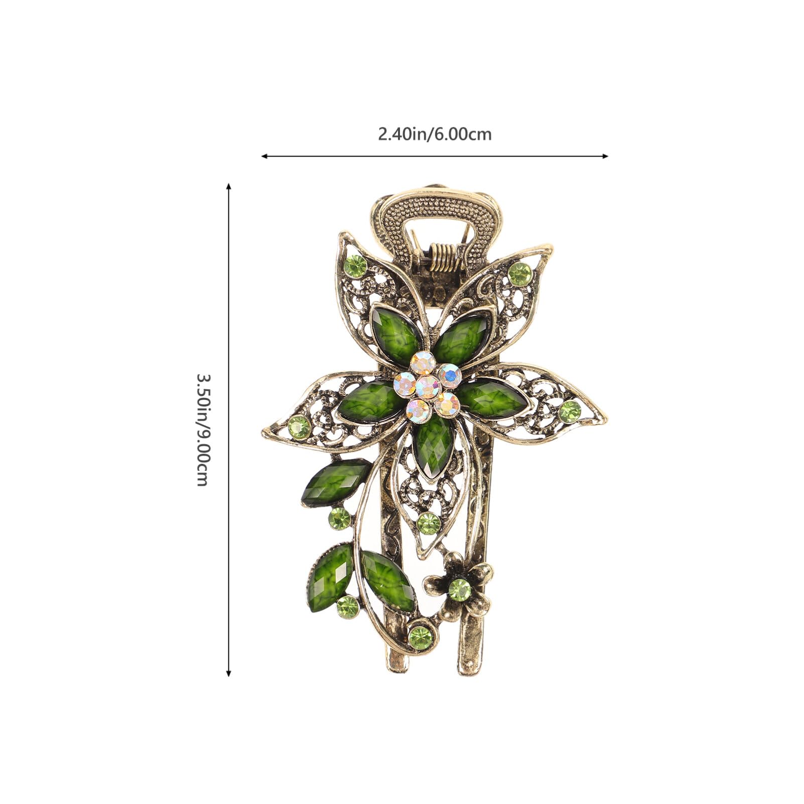 LALAFINA green barrette worn look shows secure hold for elegant styles