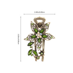 LALAFINA green barrette worn look shows secure hold for elegant styles