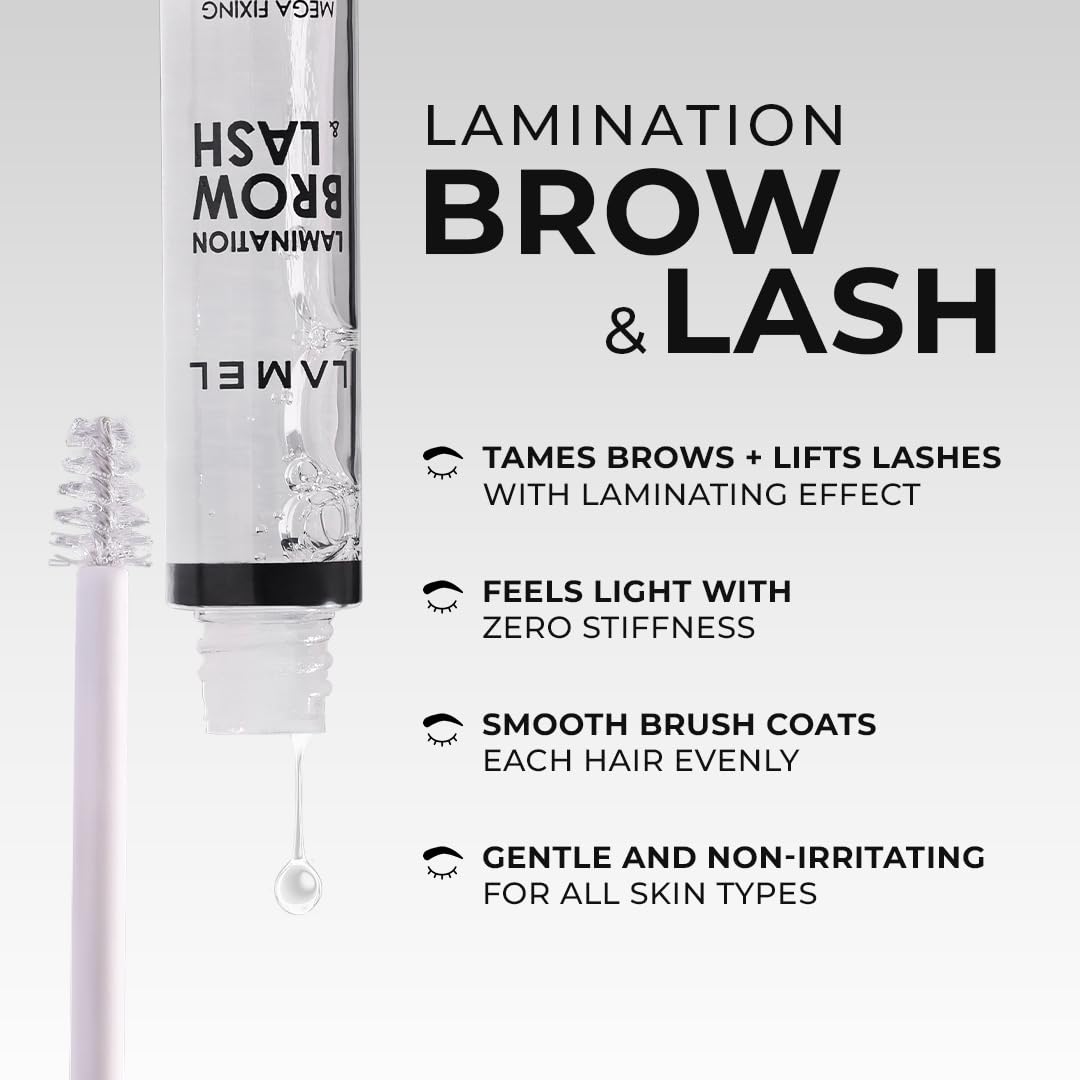 LAMEL Lamination clear brow and lash gel brush closeup for easy, even application